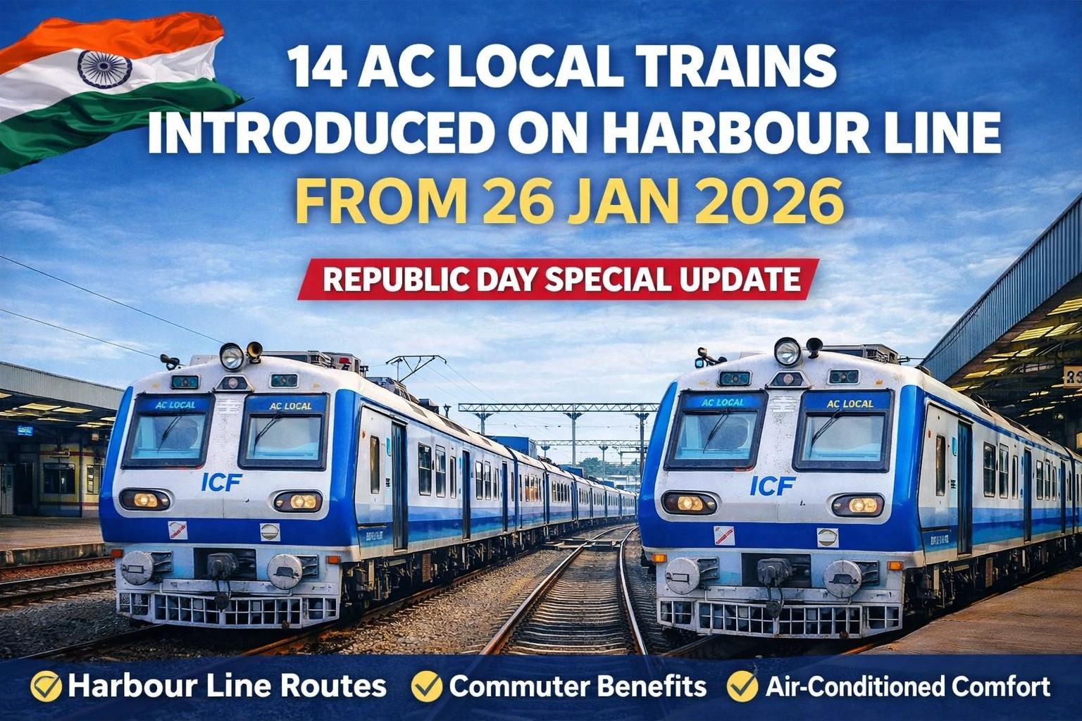 Central Railway Introduces 14 AC Local Trains on Harbour Line from 26 January 2026